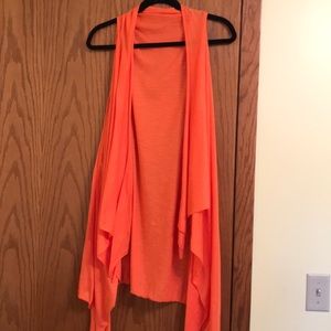 Orange flowy semi-sheer layered top/vest